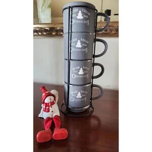 Stackable Christmas Mugs Brand New with Stand